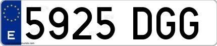 Ejemplo de matrícula española 5925 DGG