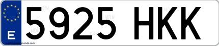 Ejemplo de matrícula española 5925 HKK