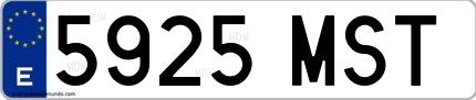 Ejemplo de matrícula española 5925 MST