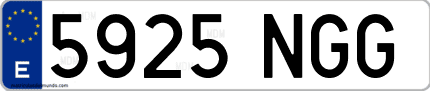 Ejemplo de matrícula de coche ordinaria 5925 NGG