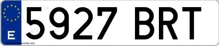 Ejemplo de matrícula española 5927 BRT
