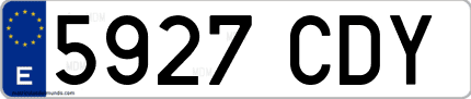 Ejemplo de matrícula de coche ordinaria 5927 CDY