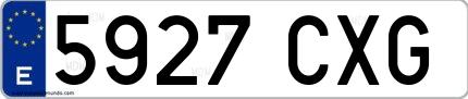 Ejemplo de matrícula española 5927 CXG