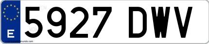 Ejemplo de matrícula española 5927 DWV