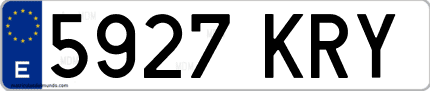 Ejemplo de matrícula de coche ordinaria 5927 KRY