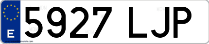 Ejemplo de matrícula de coche ordinaria 5927 LJP