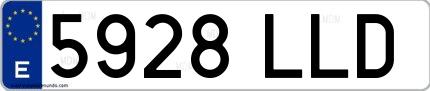 Ejemplo de matrícula española 5928 LLD