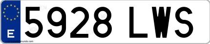 Ejemplo de matrícula española 5928 LWS