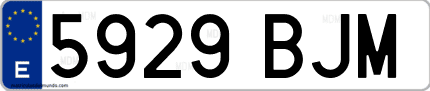 Ejemplo de matrícula de coche ordinaria 5929 BJM