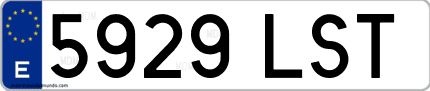 Ejemplo de matrícula de coche ordinaria 5929 LST
