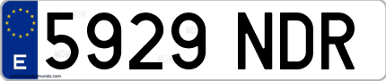 Ejemplo de matrícula de coche ordinaria 5929 NDR
