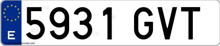 Ejemplo de matrícula española 5931 GVT