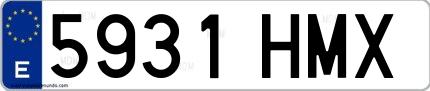 Ejemplo de matrícula española 5931 HMX