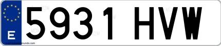 Ejemplo de matrícula española 5931 HVW