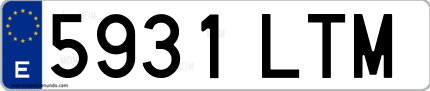 Ejemplo de matrícula de coche ordinaria 5931 LTM