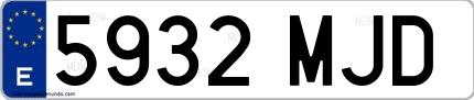 Ejemplo de matrícula española 5932 MJD