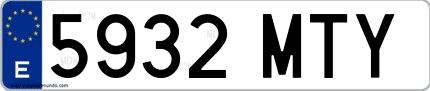 Ejemplo de matrícula española 5932 MTY