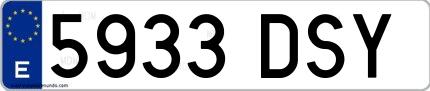 Ejemplo de matrícula española 5933 DSY