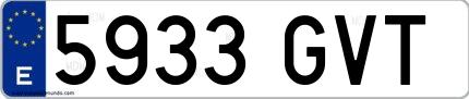 Ejemplo de matrícula española 5933 GVT