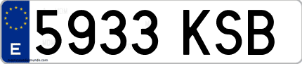 Ejemplo de matrícula de coche ordinaria 5933 KSB
