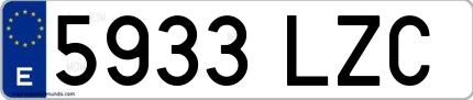 Ejemplo de matrícula española 5933 LZC