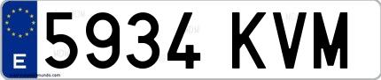 Ejemplo de matrícula española 5934 KVM