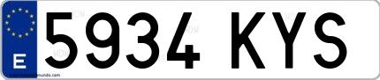Ejemplo de matrícula española 5934 KYS
