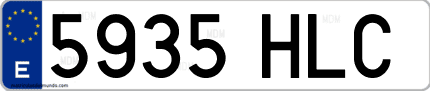 Ejemplo de matrícula de coche ordinaria 5935 HLC