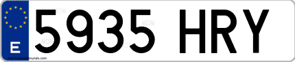 Ejemplo de matrícula de coche ordinaria 5935 HRY