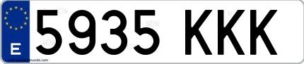 Ejemplo de matrícula española 5935 KKK