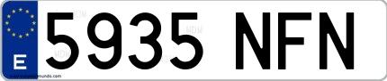 Ejemplo de matrícula española 5935 NFN