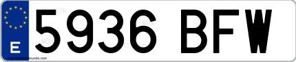 Ejemplo de matrícula española 5936 BFW
