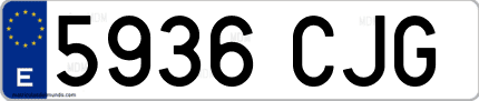 Ejemplo de matrícula de coche ordinaria 5936 CJG