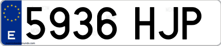 Ejemplo de matrícula de coche ordinaria 5936 HJP