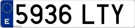 Ejemplo de matrícula española 5936 LTY