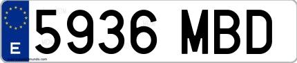 Ejemplo de matrícula española 5936 MBD