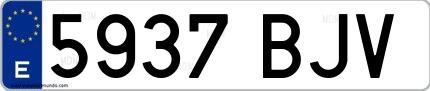 Ejemplo de matrícula española 5937 BJV