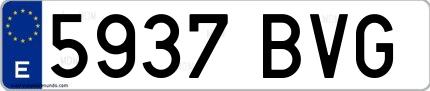 Ejemplo de matrícula española 5937 BVG