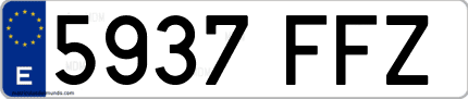 Ejemplo de matrícula de coche ordinaria 5937 FFZ