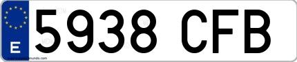 Ejemplo de matrícula española 5938 CFB