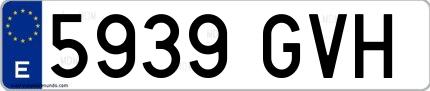 Ejemplo de matrícula española 5939 GVH