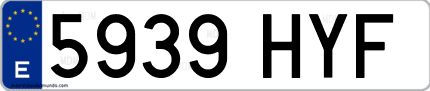 Ejemplo de matrícula de coche ordinaria 5939 HYF