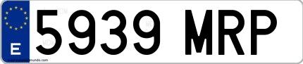 Ejemplo de matrícula española 5939 MRP