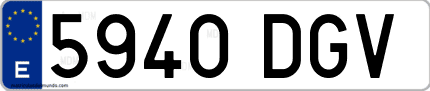 Ejemplo de matrícula de coche ordinaria 5940 DGV