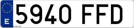 Ejemplo de matrícula española 5940 FFD