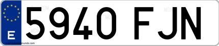 Ejemplo de matrícula española 5940 FJN