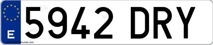 Ejemplo de matrícula española 5942 DRY