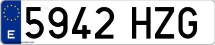 Ejemplo de matrícula española 5942 HZG