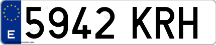 Ejemplo de matrícula de coche ordinaria 5942 KRH
