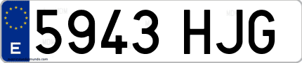 Ejemplo de matrícula de coche ordinaria 5943 HJG